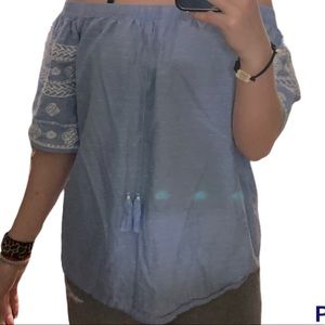 Old Navy Blue Off the Shoulder Shirt